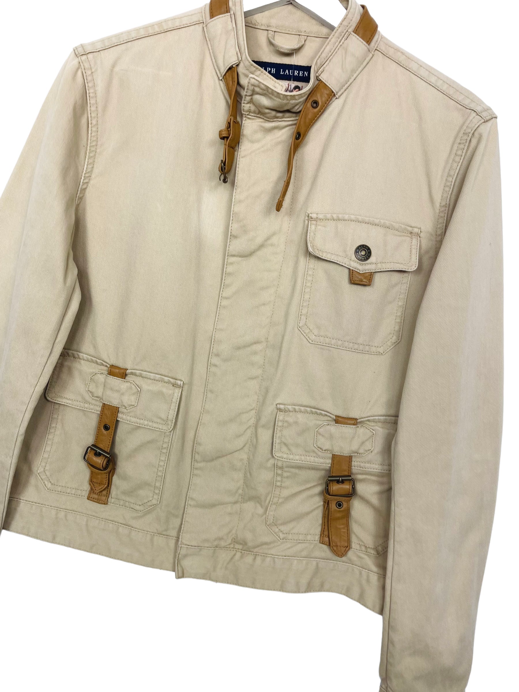 Blouson avec détails en cuir - L - PLOMOSTORE - Friperie en ligne