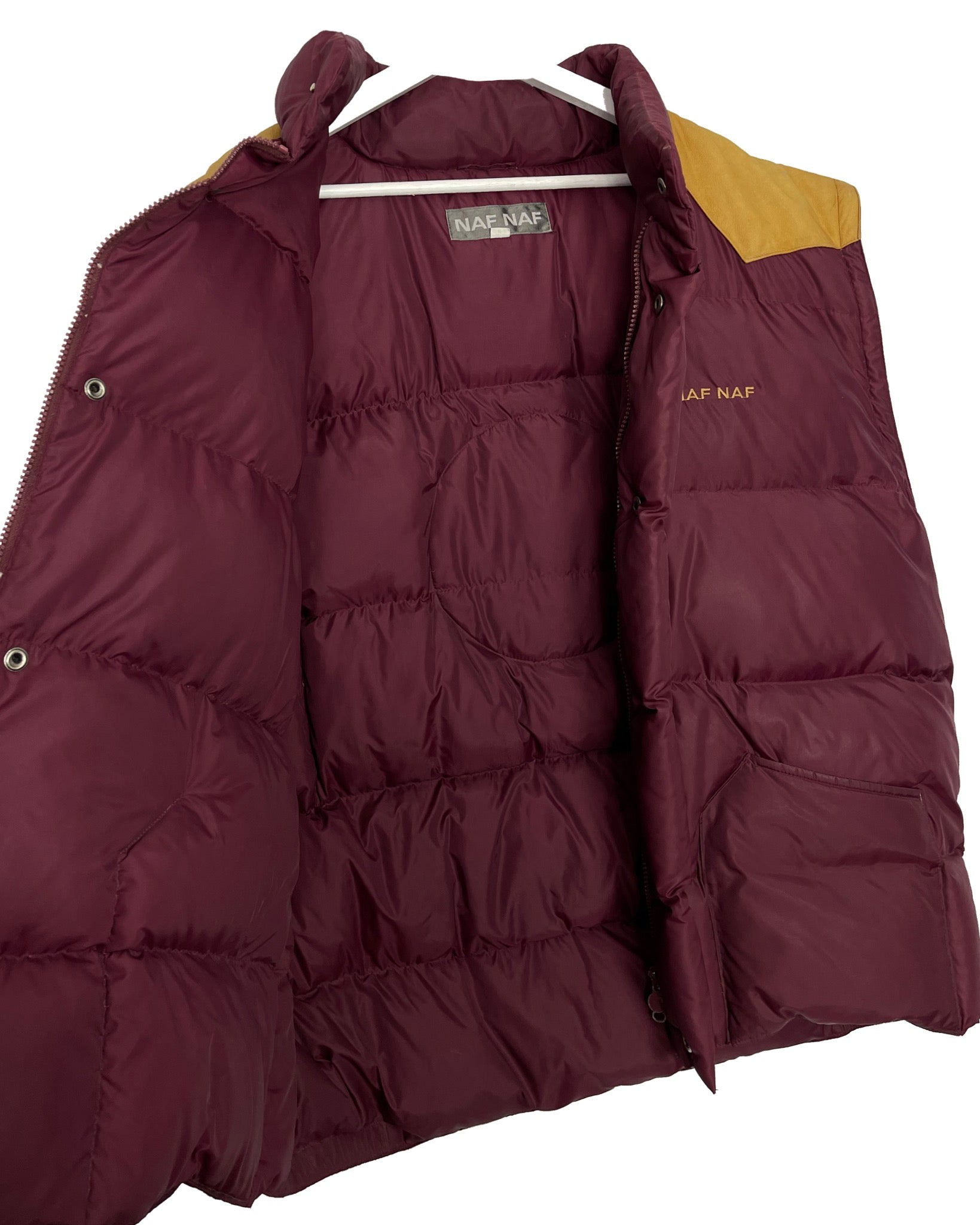 Doudoune NAF-NAF Doudoune avec empiècement en cuir - L - PLOMOSTORE