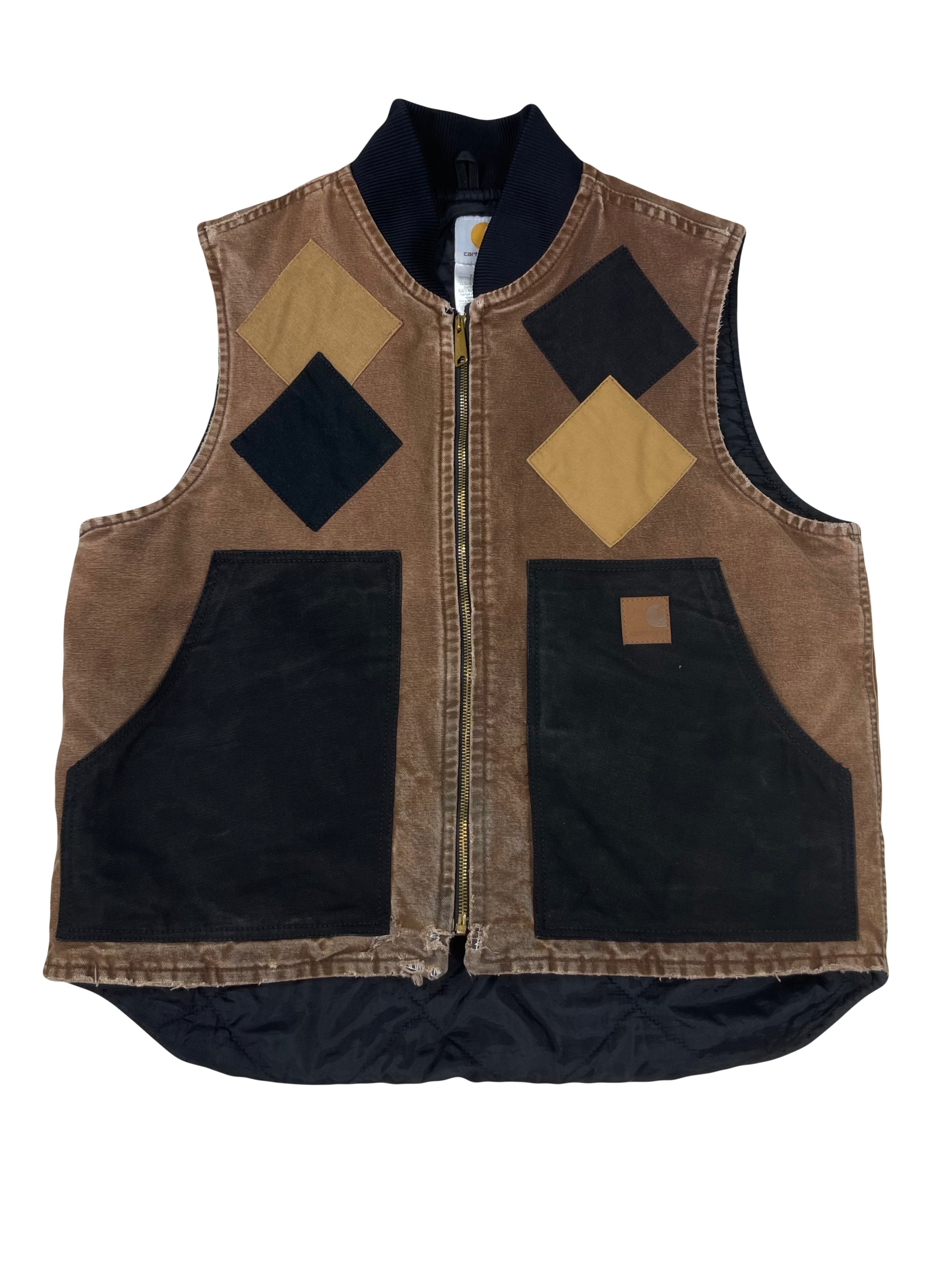 Veste sans manches upcyclée style patchwork L - Main Image